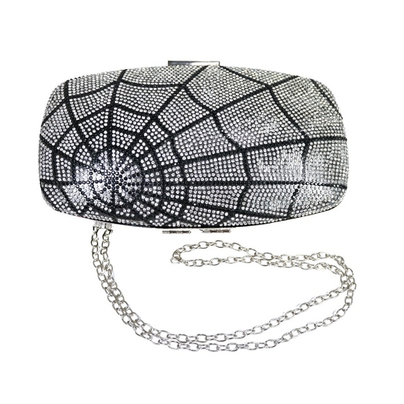 Most Wanted Handbags - Spider Web Rhinestone Clutch / Crossbody Purse NWT Halloween Glam Sparkle
